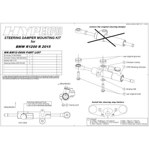 01-058-0088-0 Touratech Suspension Lenkungsdaempfer *CSC* fuer BMW R1200R ab 2015 +incl. Anbausatz+