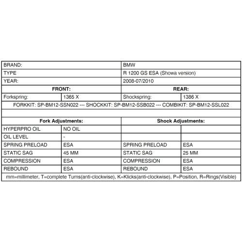 01-040-7441-0 Austauschfedern progressiv vorn und hinten fuer BMW R1200GS-ESA 2007-2010 „BMW Originalfederbeine Showa“