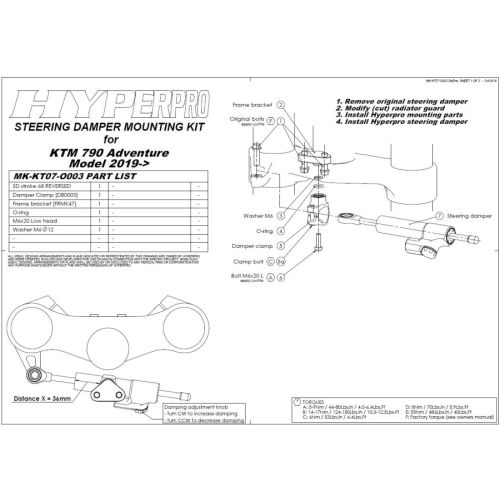 01-372-5888-0 Touratech Suspension Lenkungsdaempfer *CSC* fuer KTM 790 & 890 Adventure ab 2019 +incl. Anbausatz+