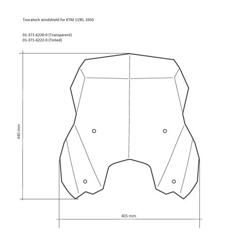 01-371-6220-0 Windschild, L, transparent, fuer KTM 1050 Adventure/ 1090 Adventure/ 1190 Adventure