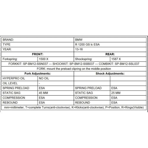 01-045-7440-0 Austauschfedern progressiv vorn und hinten fuer BMW R1200GS(LC)/R1250GS (2013-2024) „Original Federbeine mit BMW Dynamic ESA“